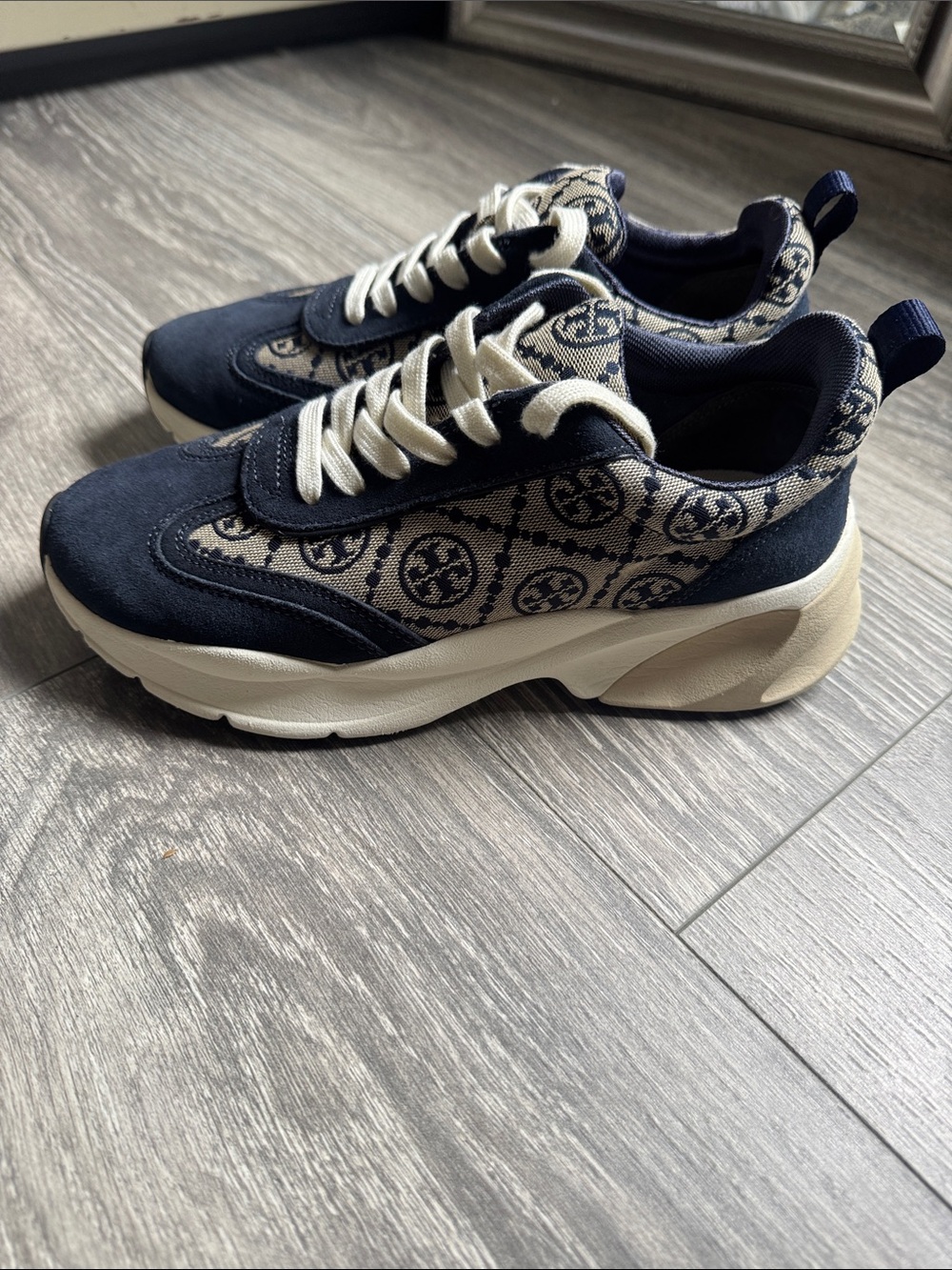 Tory Burch Navy and Cream Patterned women’s Sneakers